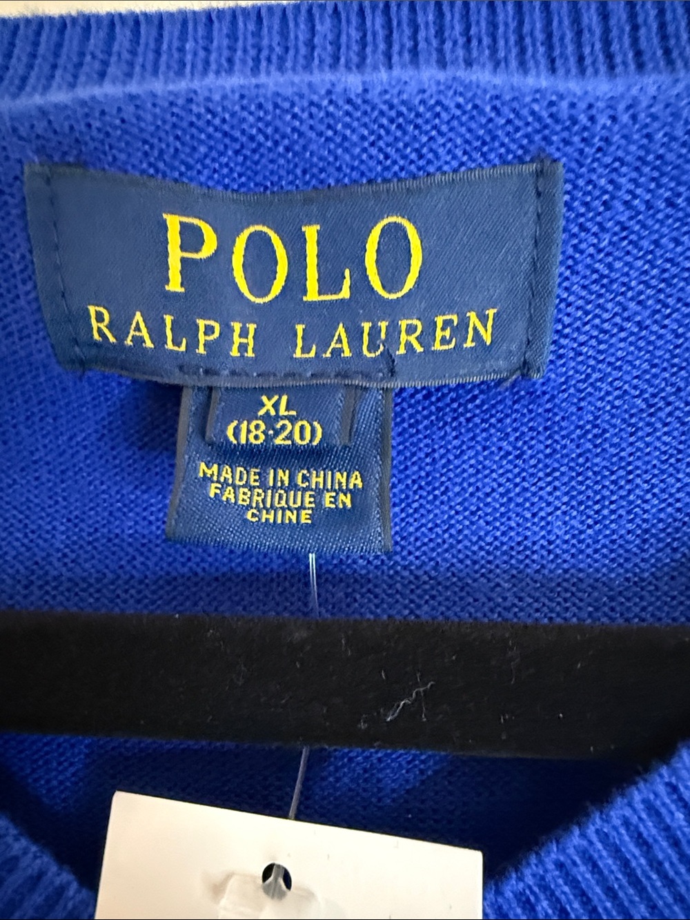 Polo by Ralph Lauren V-Neck Sweater - Cobalt Blue with Lime Logo - Picture 2 of 14